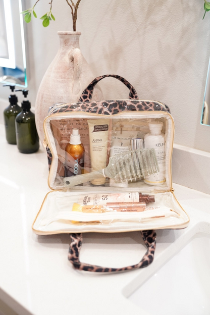 Leopard Print Hanging Travel Bag