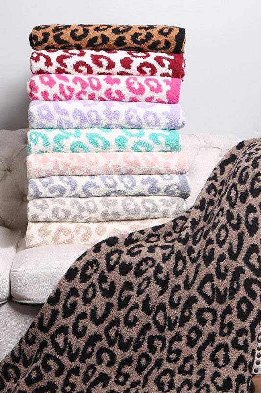 BEST SELLER! Comfy Luxe "Leopard" Reversible Throw Blanket in 4 Colors