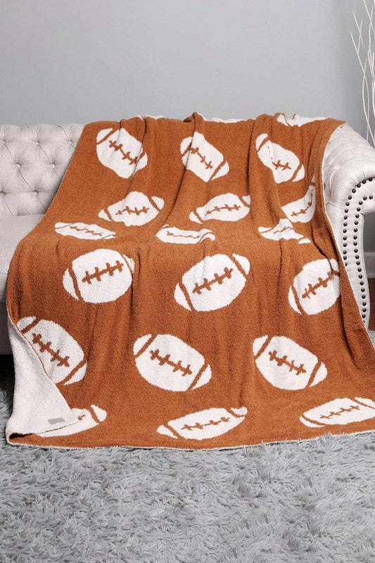 NEW! Comfy Luxe "Football" Reversible Throw Blanket