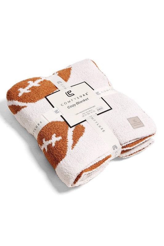 NEW! Comfy Luxe "Football" Reversible Throw Blanket