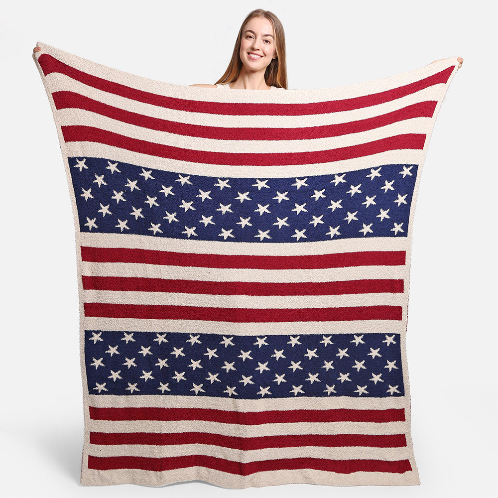 NEW!! Comfy Luxe "American Flag" Reversible Throw Blanket