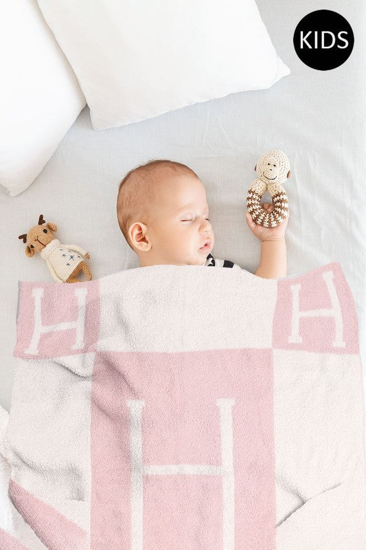 NEW!! Infant "H" Comfy Luxe Throw Blanket in 2 Colors