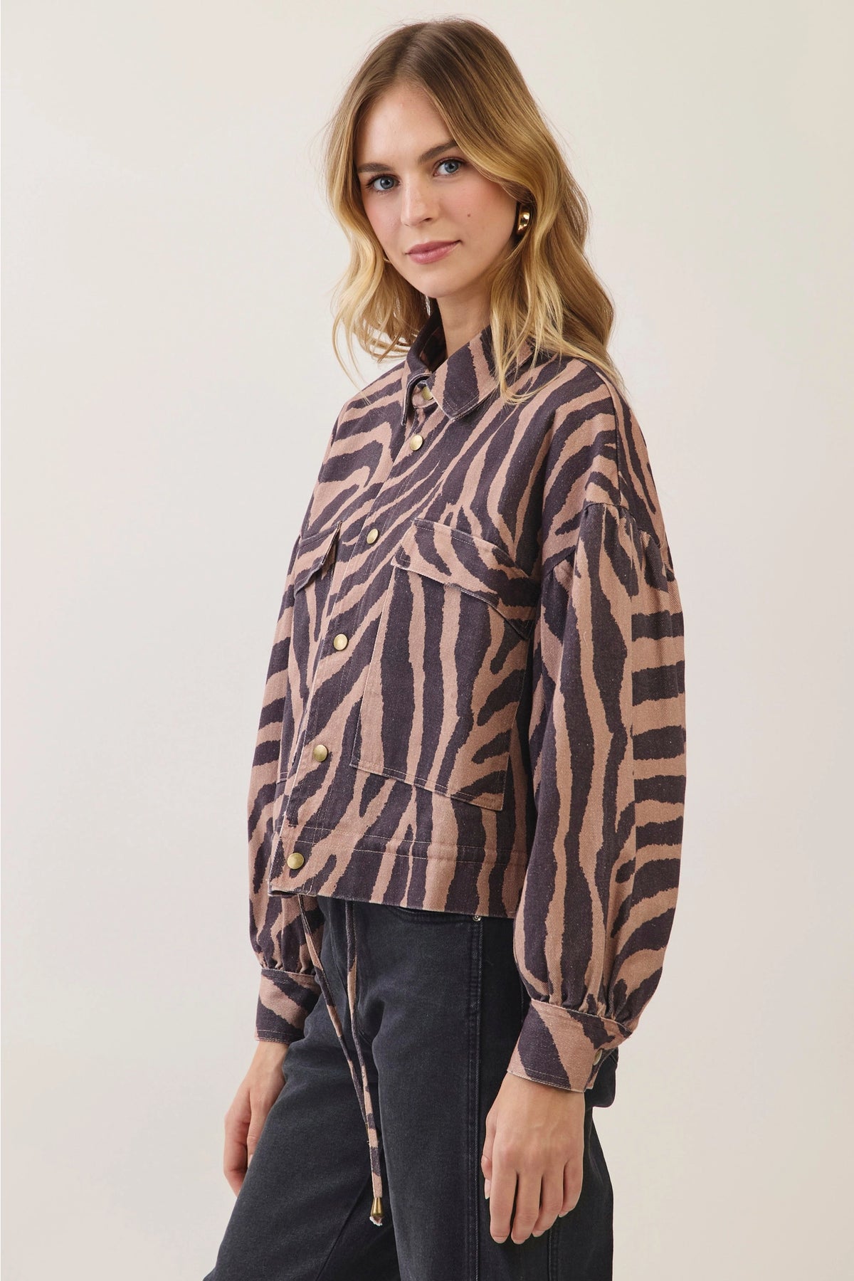 "Dont Wait Up" Zebra Print Utility Jacket - PREORDER