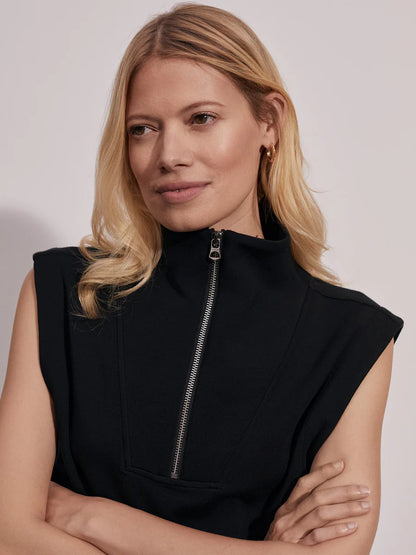 Magnolia Half Zip Tank in Black