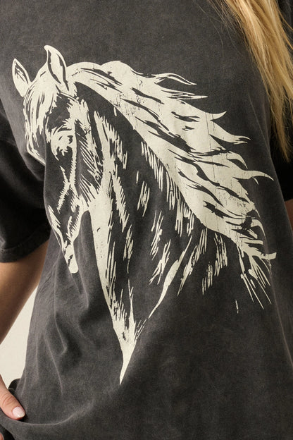 Vintage Horse Graphic Tee -Charcoal