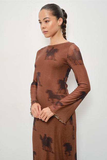 Mesh Horse Print Maxi Dress - PREORDER
