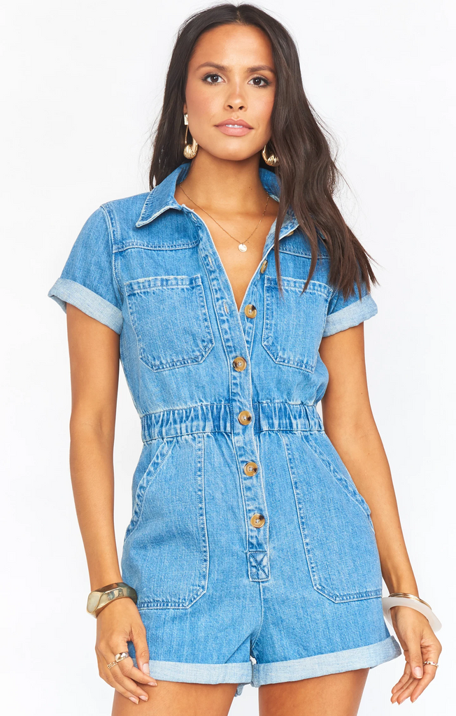 IN STOCK!! The Cannon Romper in Blue Denim by Show Me Your Mumu