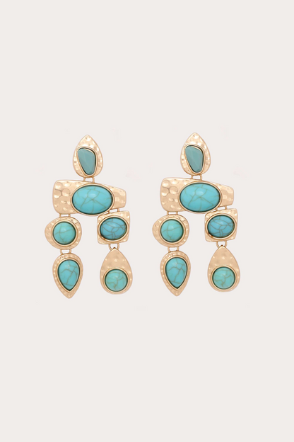 NEW!! Cascais Earrings in Turquoise w/ Gold Backing