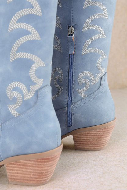 NEW!! Faye Denim Suede Cowboy Boot