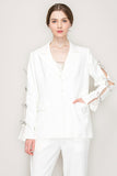 AS SEEN ON ASHLEE NICHOLS!! Rhinestone Bow Cut Out Blazer in White