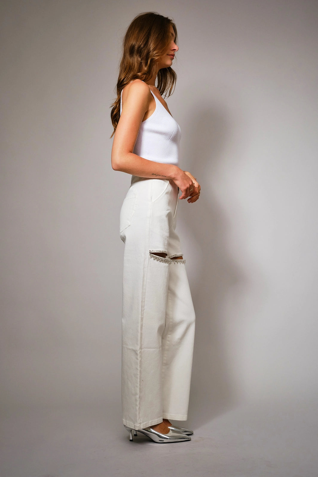 NEW!! The Nikki Denim Rhinestone Jean in White