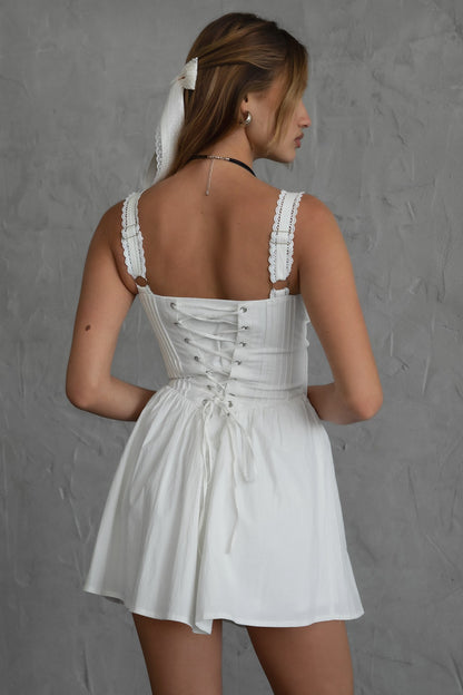 "Darcy" Poplin Mini Dress in White