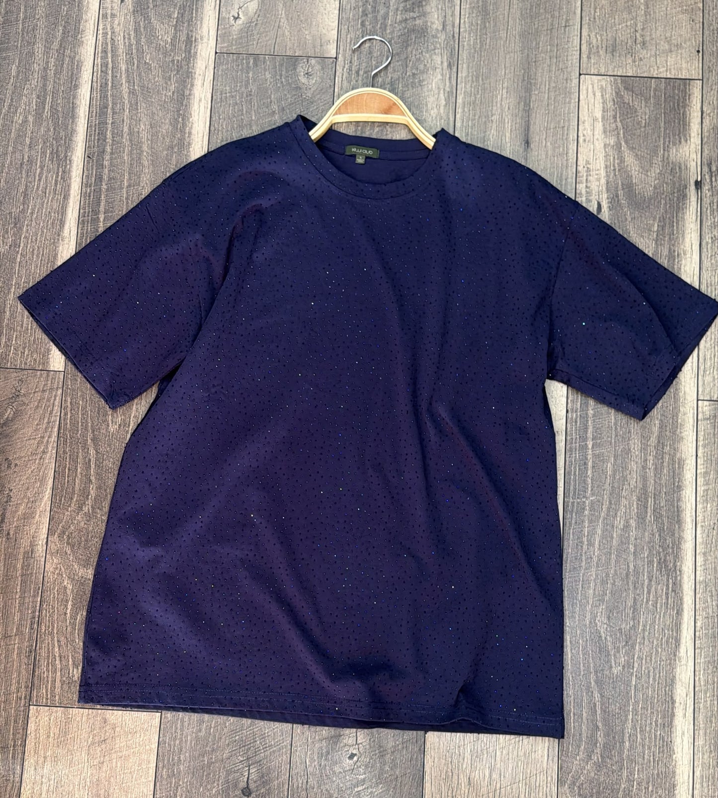 "Brooklyn" Rhinestone Tee in Navy