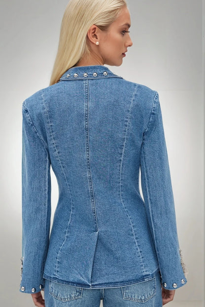 NEW!! Icon Studded Denim Blazer
