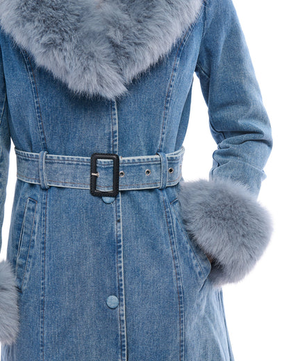 Denim and Faux Fur Trench - PRE ORDER