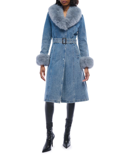 Denim and Faux Fur Trench - PRE ORDER