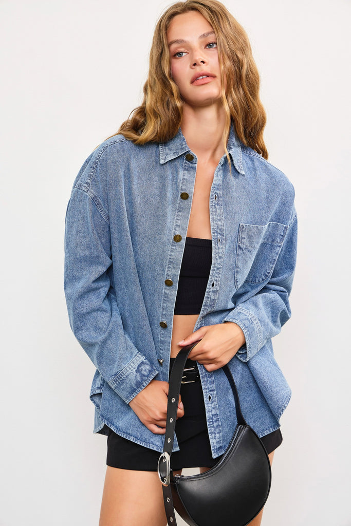 NEW!! Oversized Washed Denim Shirt