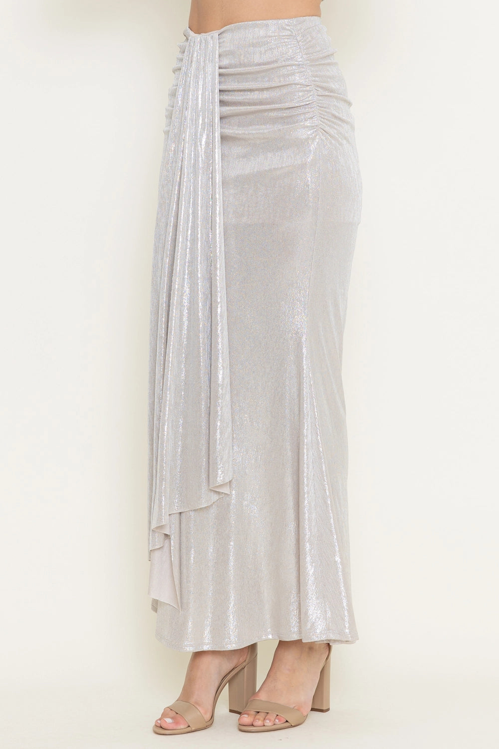 "Well Dressed" Foil Draped Midi Skirt