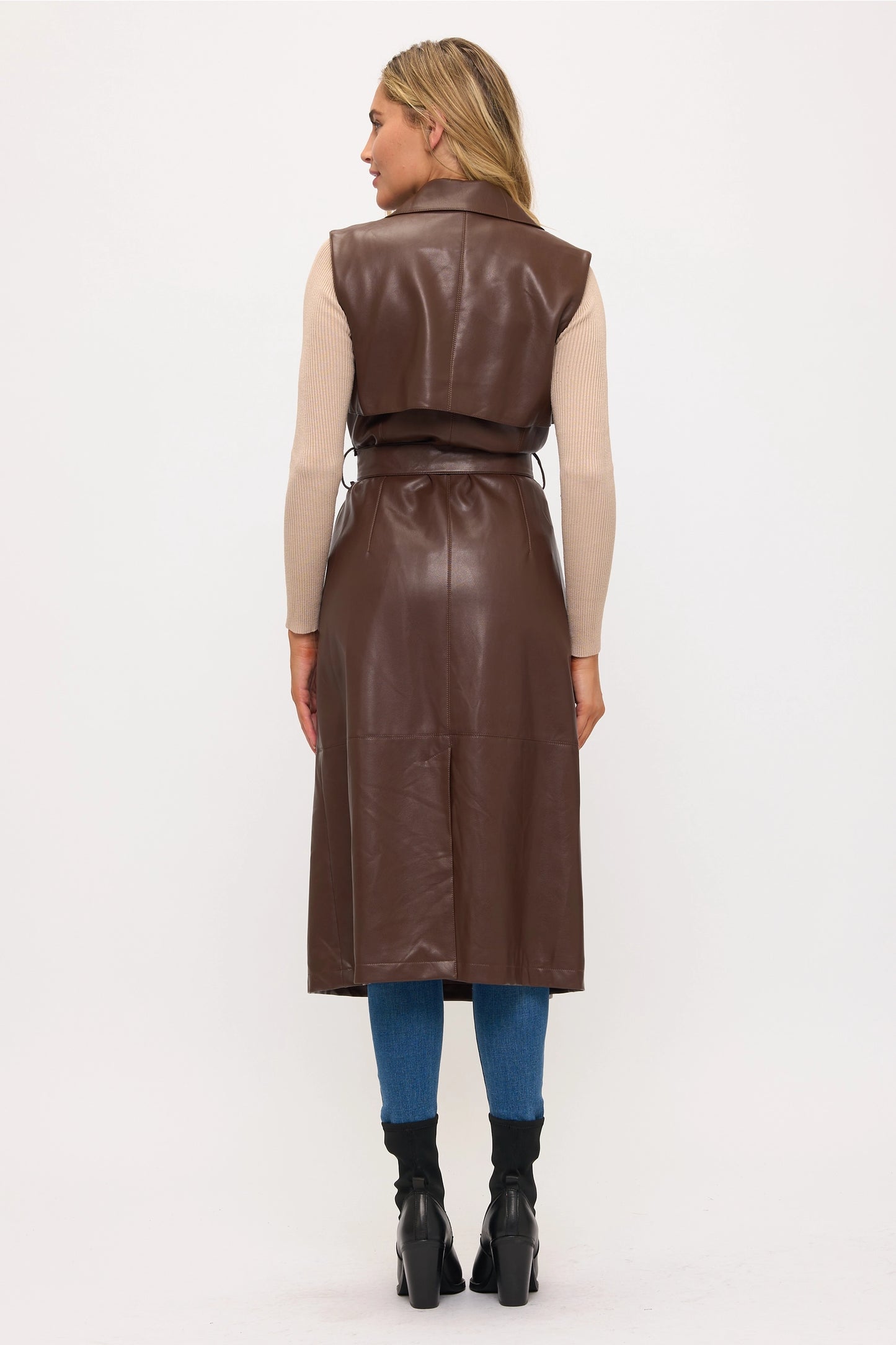 NEW!! Milano Faux Leather Longline Vest