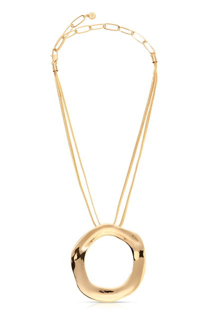 Open Circle Statement Necklace in Gold