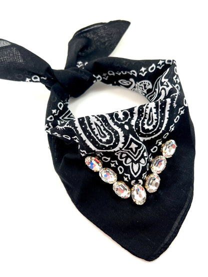 Luxe Rhinestone Bandana in Black