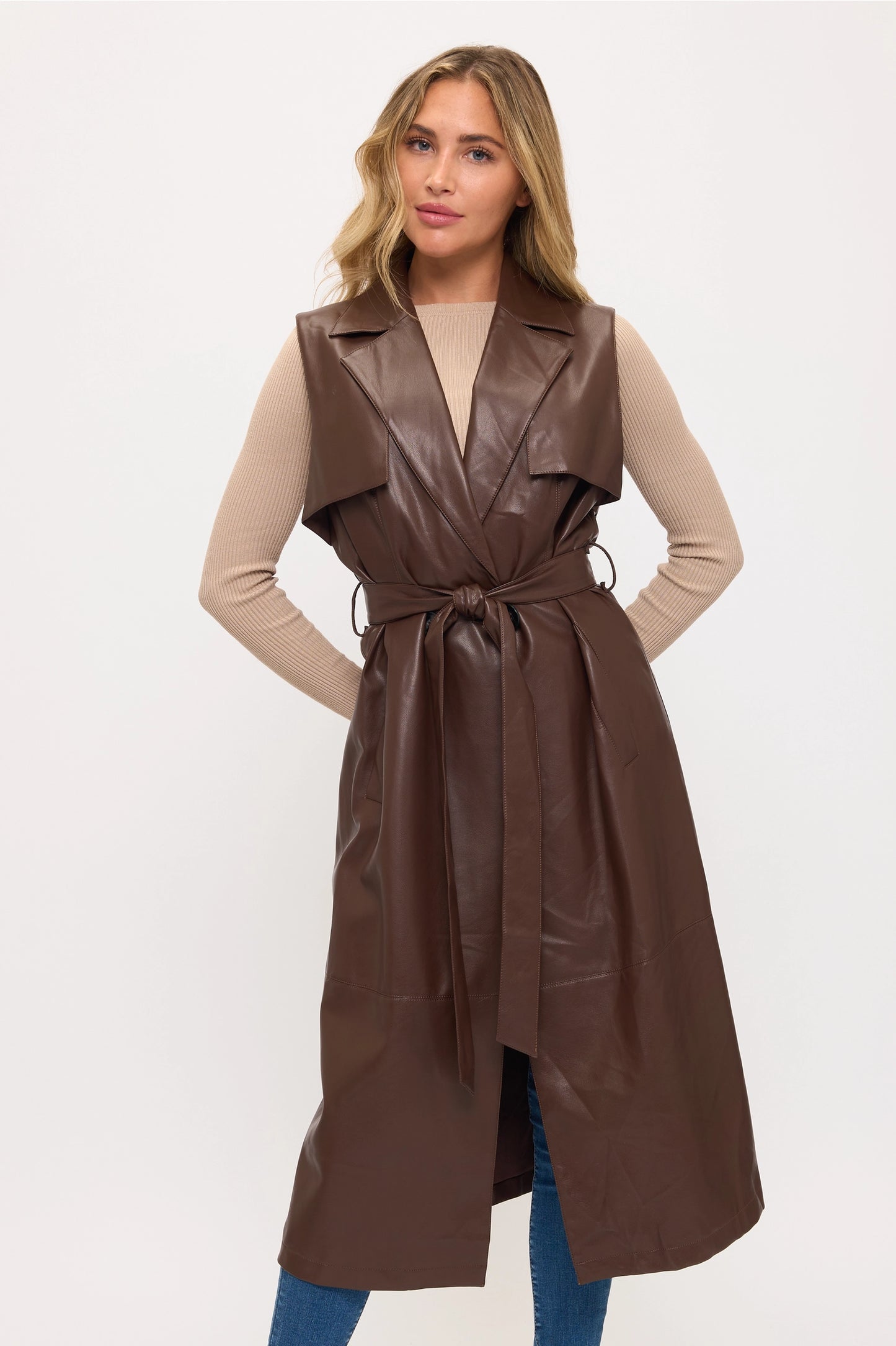 NEW!! Milano Faux Leather Longline Vest