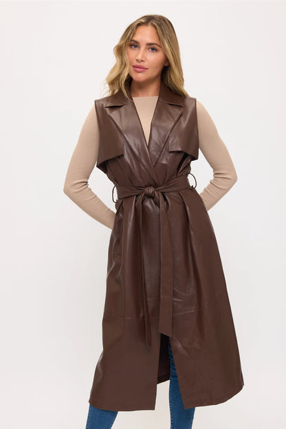 NEW!! Milano Faux Leather Longline Vest