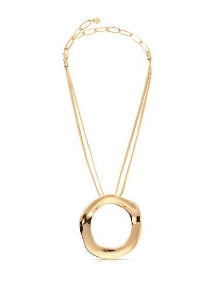 Open Circle Statement Necklace in Gold