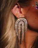 AS SEEN ON LAINEY WILSON!! Champagne & Black Crystal Jumbo Rainbow Earrings by Feed Me Gems