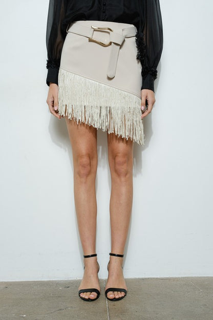 NEW!! "Smokeshow" Fringe Belted Mini Skirt