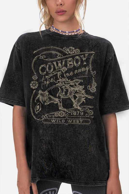 NEW!! Wild West Graphic Tee in Washed Black