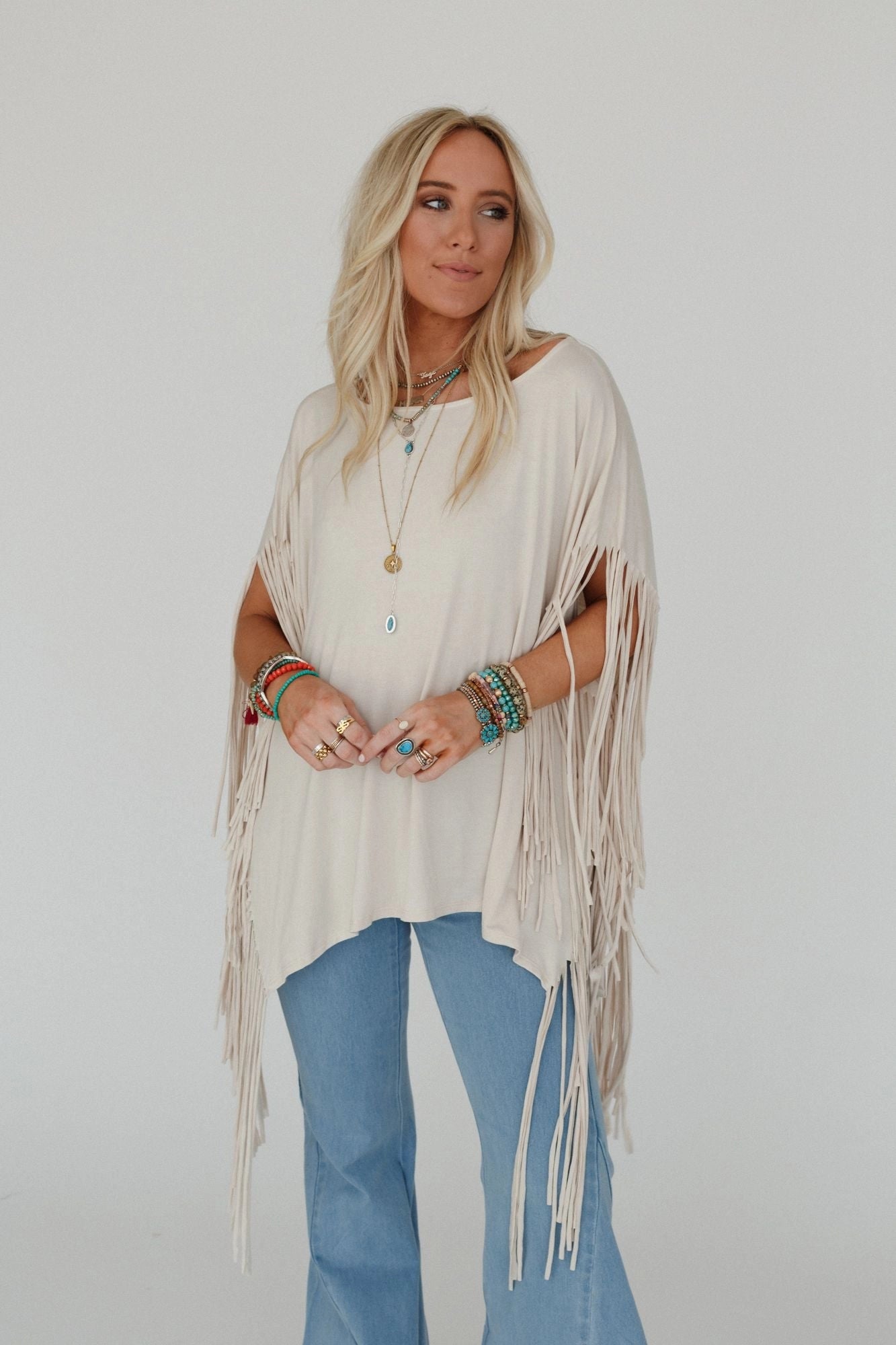 Oversized Fringe Top in Cream