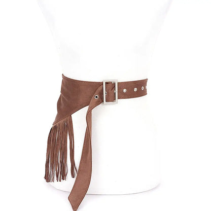 "Saddle Club" Fringe Wrap Belt in Brown