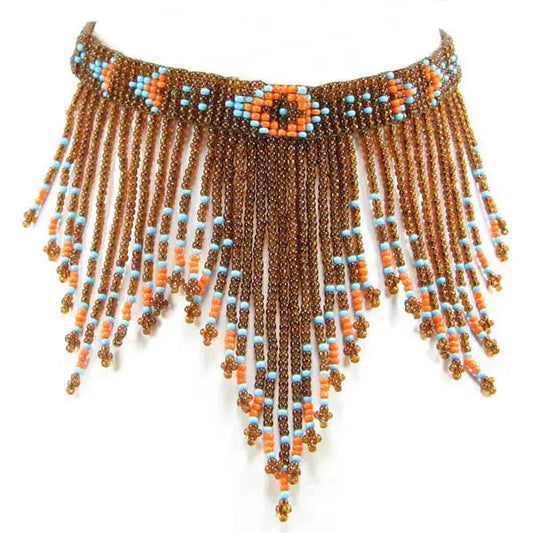 "Empire" Beaded Choker in Brown