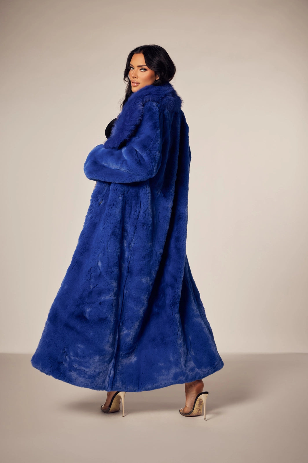 NEW!! "Front Row" Faux Fur Coat in Blue