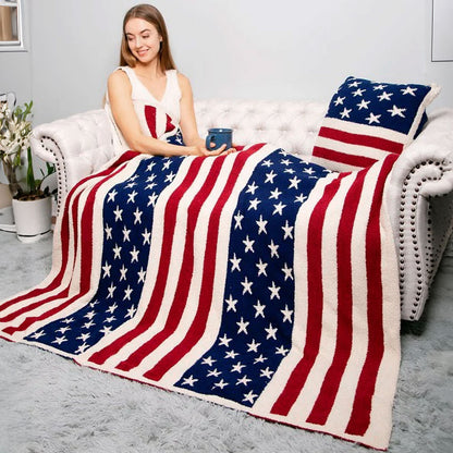 NEW!! Comfy Luxe "American Flag" Reversible Throw Blanket
