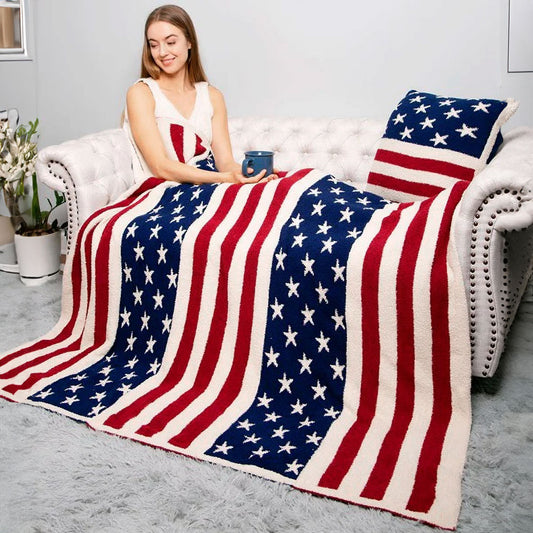 NEW!! Comfy Luxe "American Flag" Reversible Throw Blanket