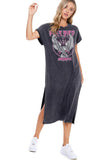 NEW!! “Freebird America” Graphic T-Shirt Dress in Washed Black