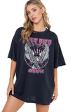 FINAL SALE!! Free Bird America Graphic Oversized Tee w/ Pink Writing