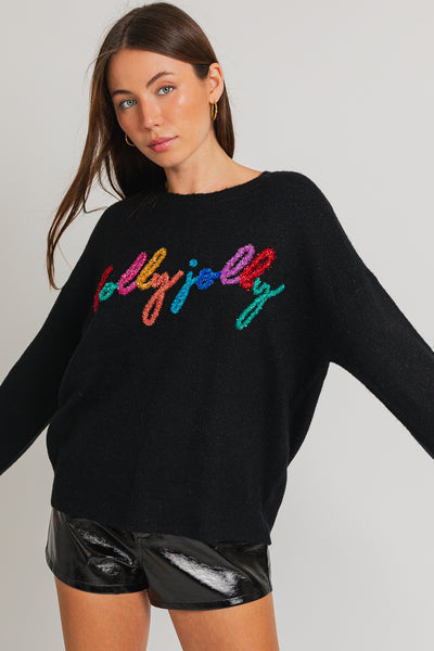 NEW!! Holly Jolly Tinsel Sweater in Black or Green