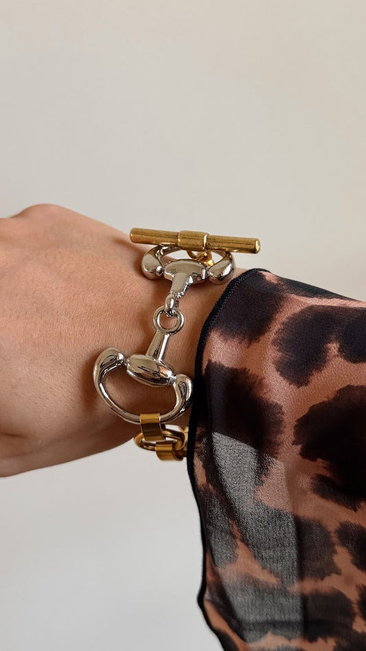 NEW!! Two Tone Horsebit Toggle Bracelet