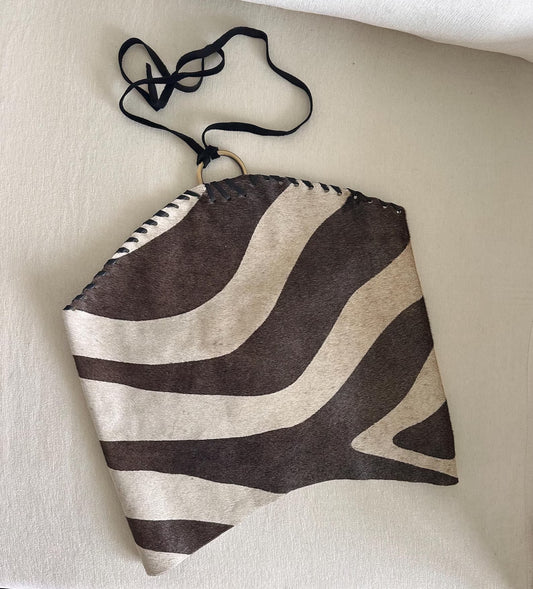 "Icon Status" Cowhide Halter Top in Zebra