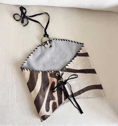 "Icon Status" Cowhide Halter Top in Zebra
