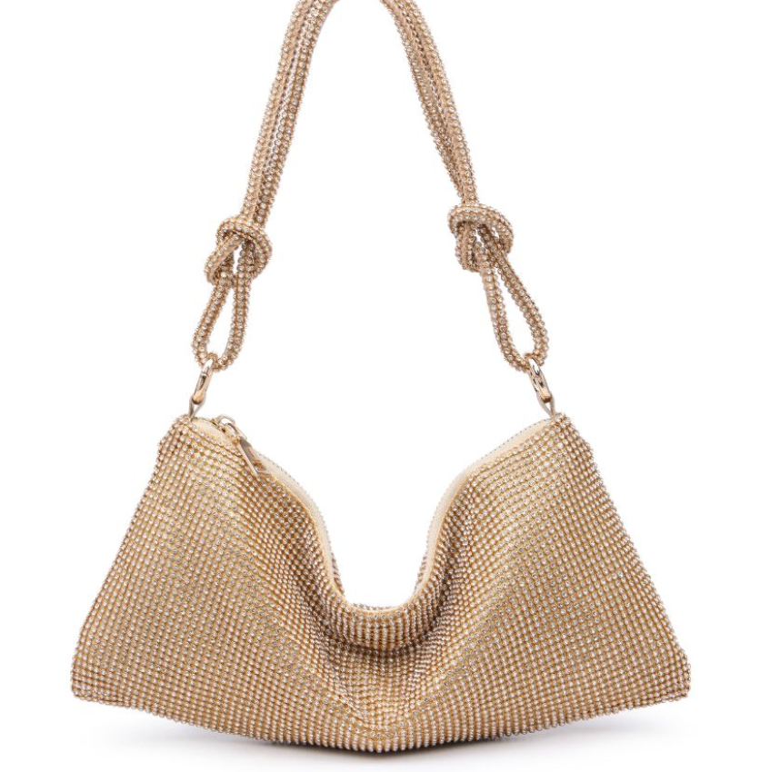 NEW!! Crystal Knotted Bag in Gold
