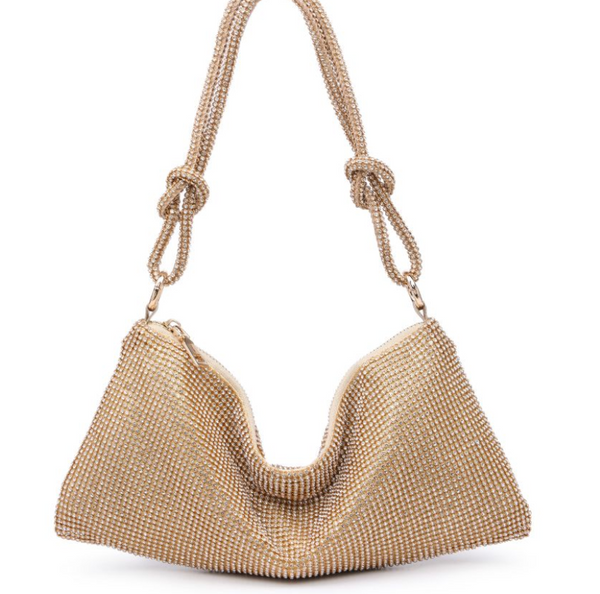 NEW!! Crystal Knotted Bag in Gold