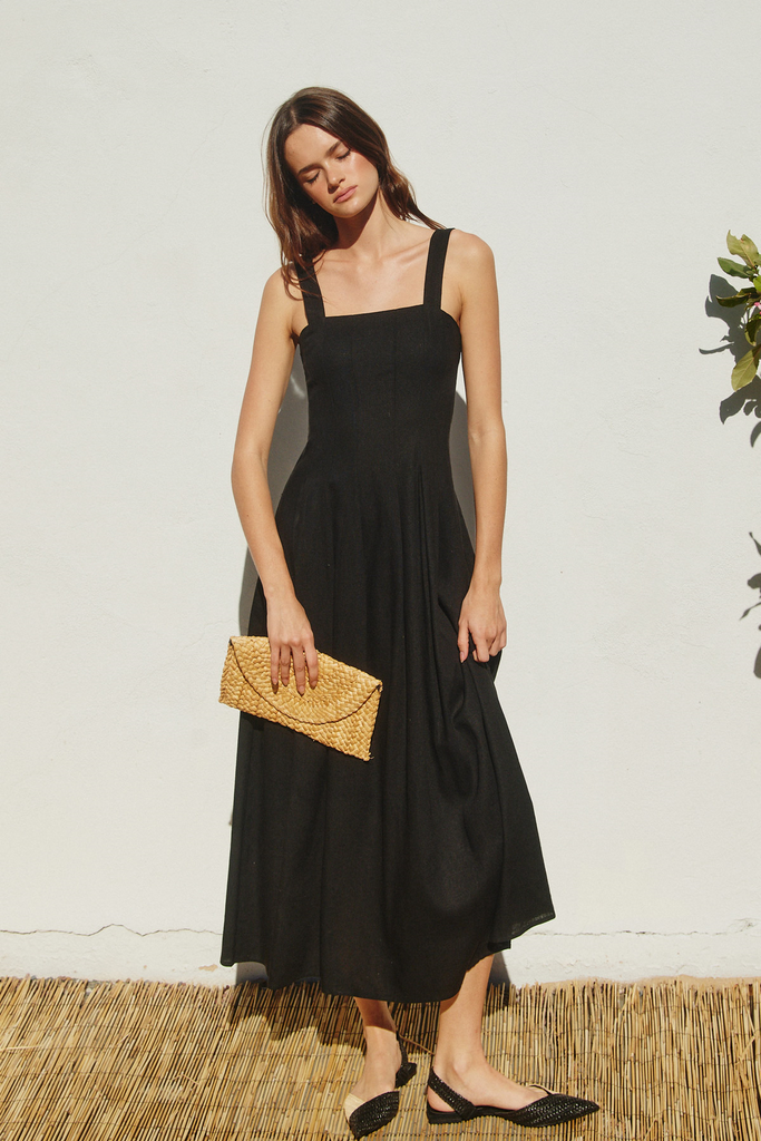 BEST SELLER!! The "Bonjour" Midi Dress in Black