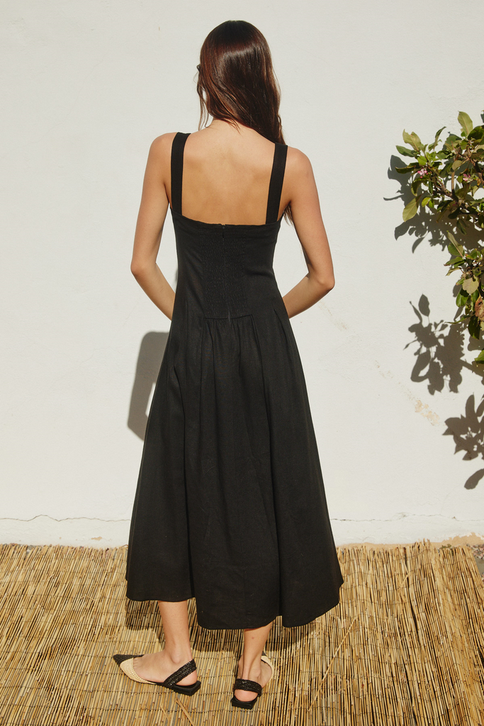 BACK IN STOCK!! The "Bonjour" Midi Dress in Black