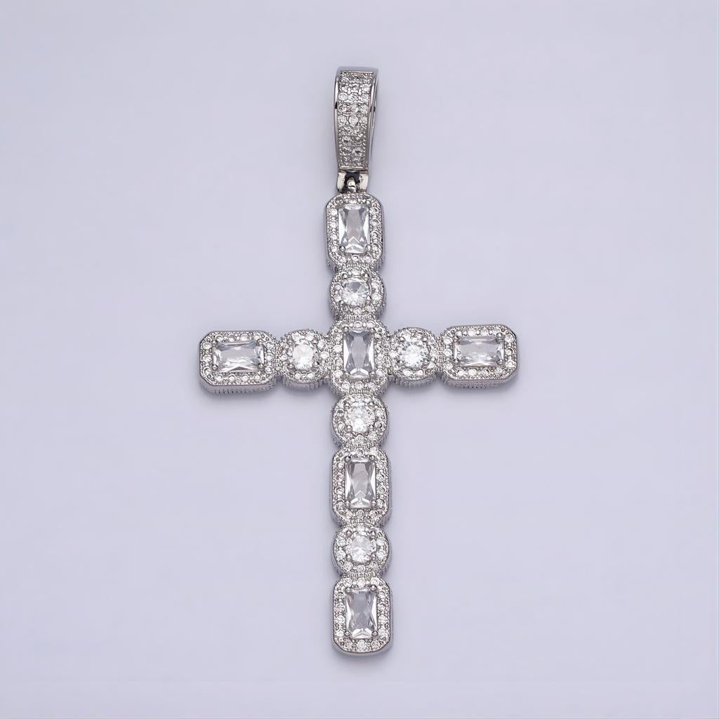 18K White Gold Filled Cross Pendant Necklace