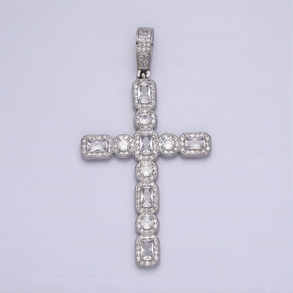 18K White Gold Filled Cross Pendant Necklace