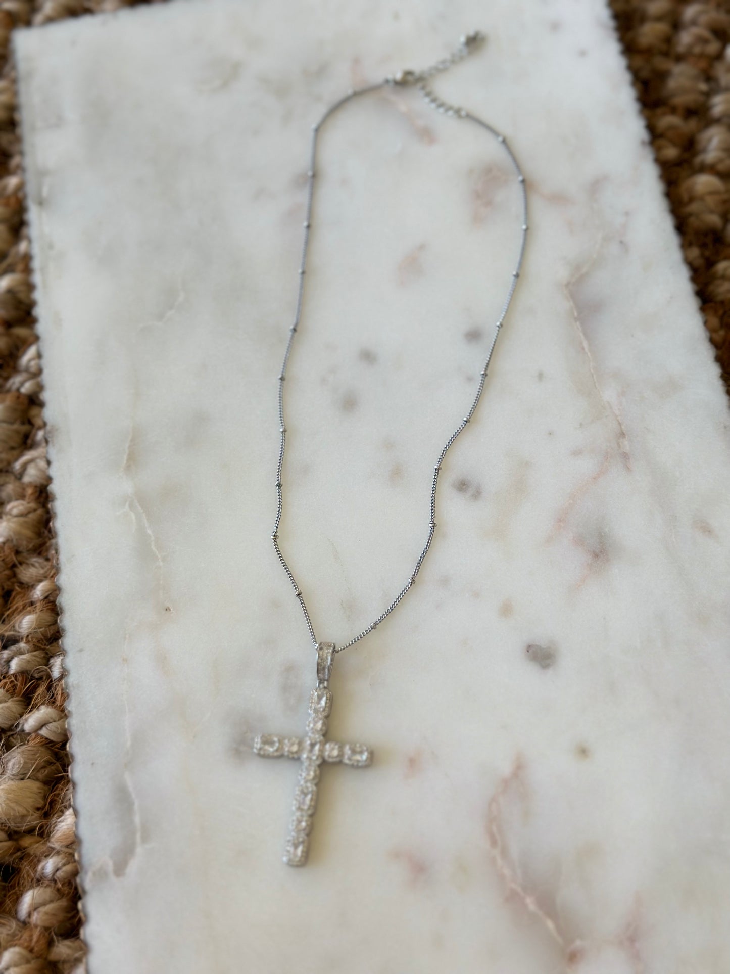 18K White Gold Filled Cross Pendant Necklace